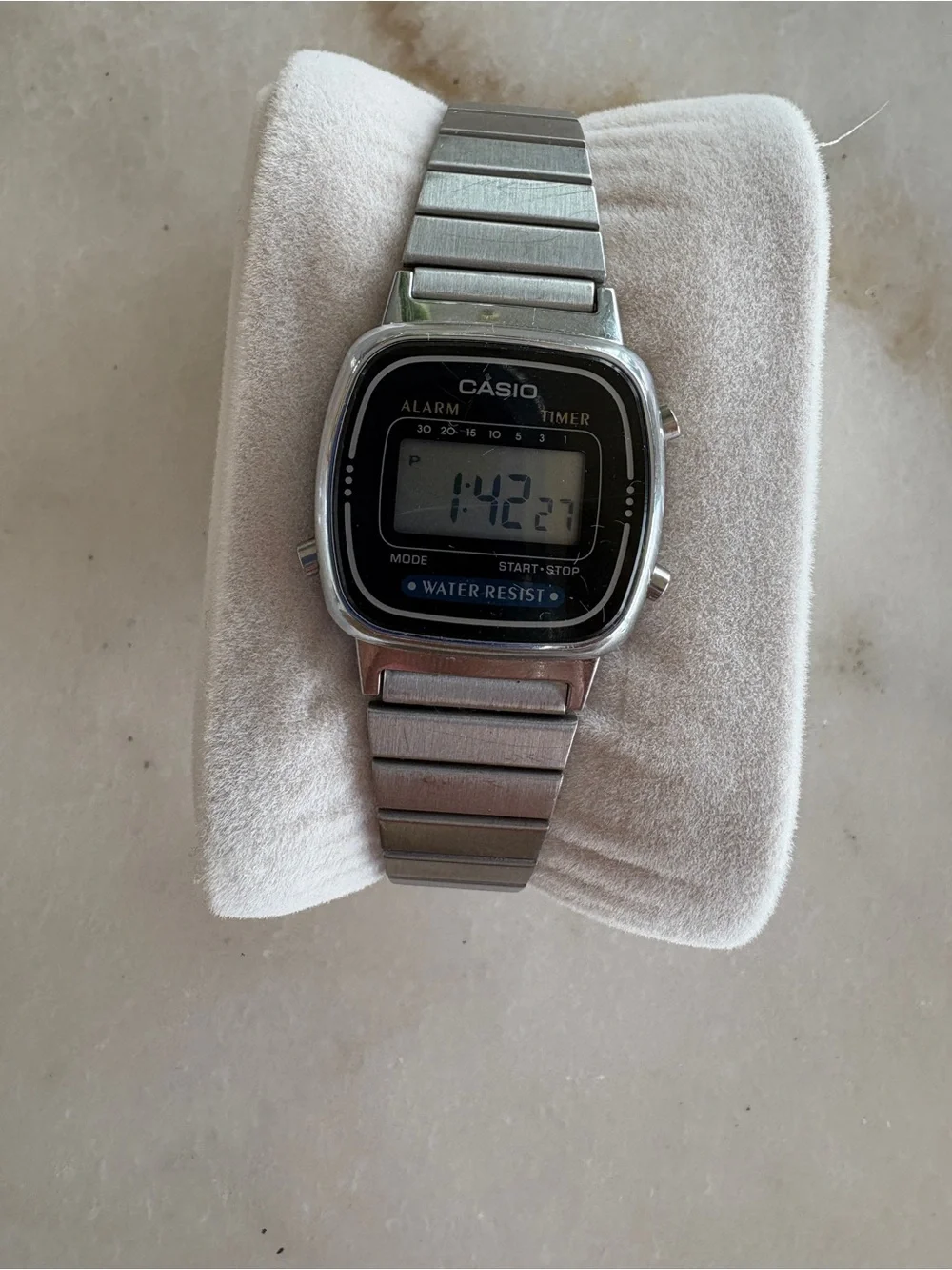 Casio Silver Digital Watch with Black Face